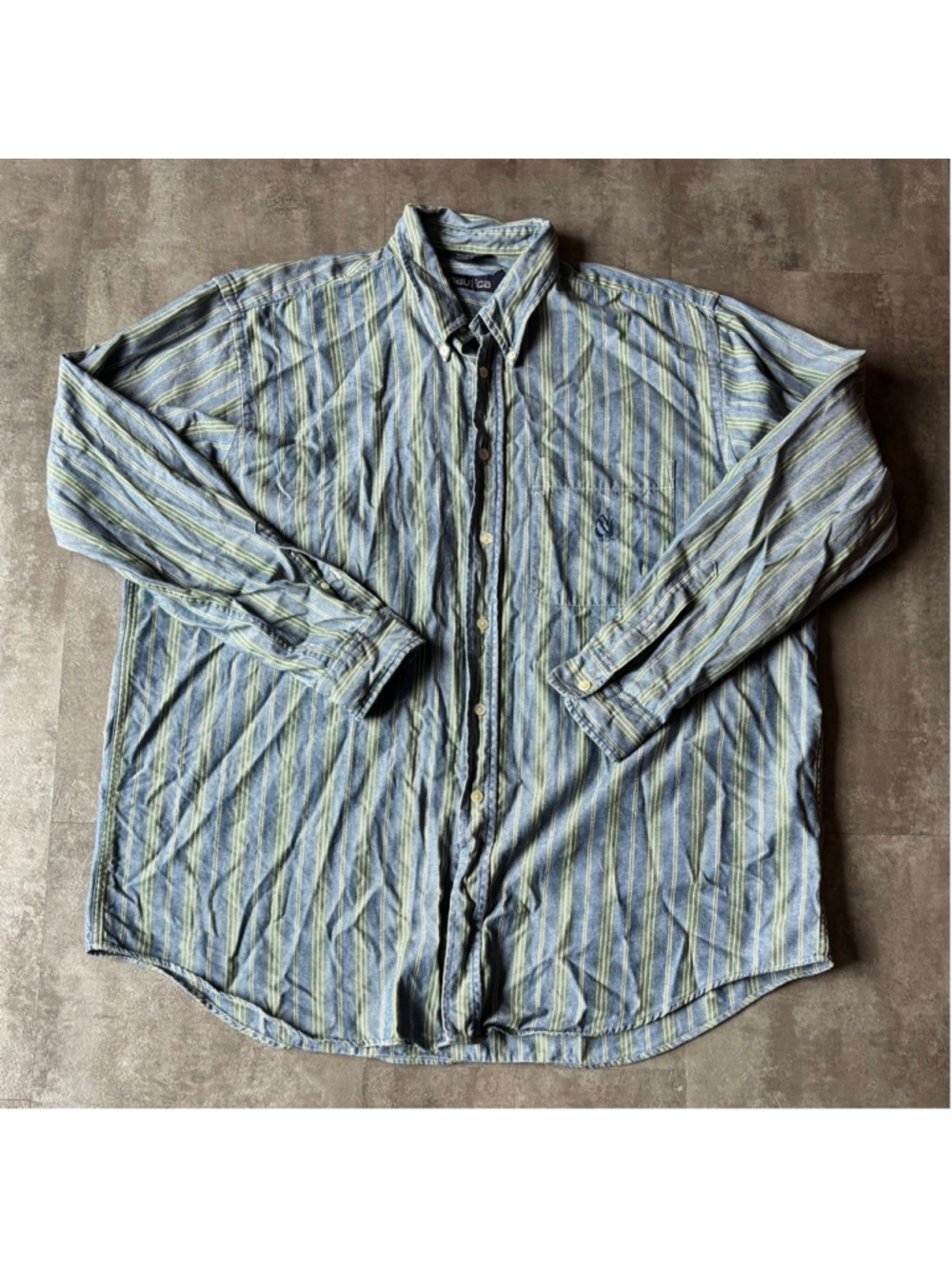 Vintage Nautica Striped Button Shirt Mens XL Made in Korea Sailing